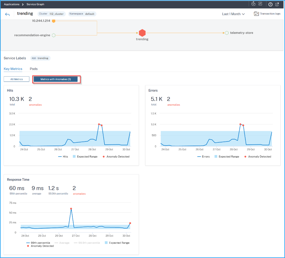 Metrics anomalies