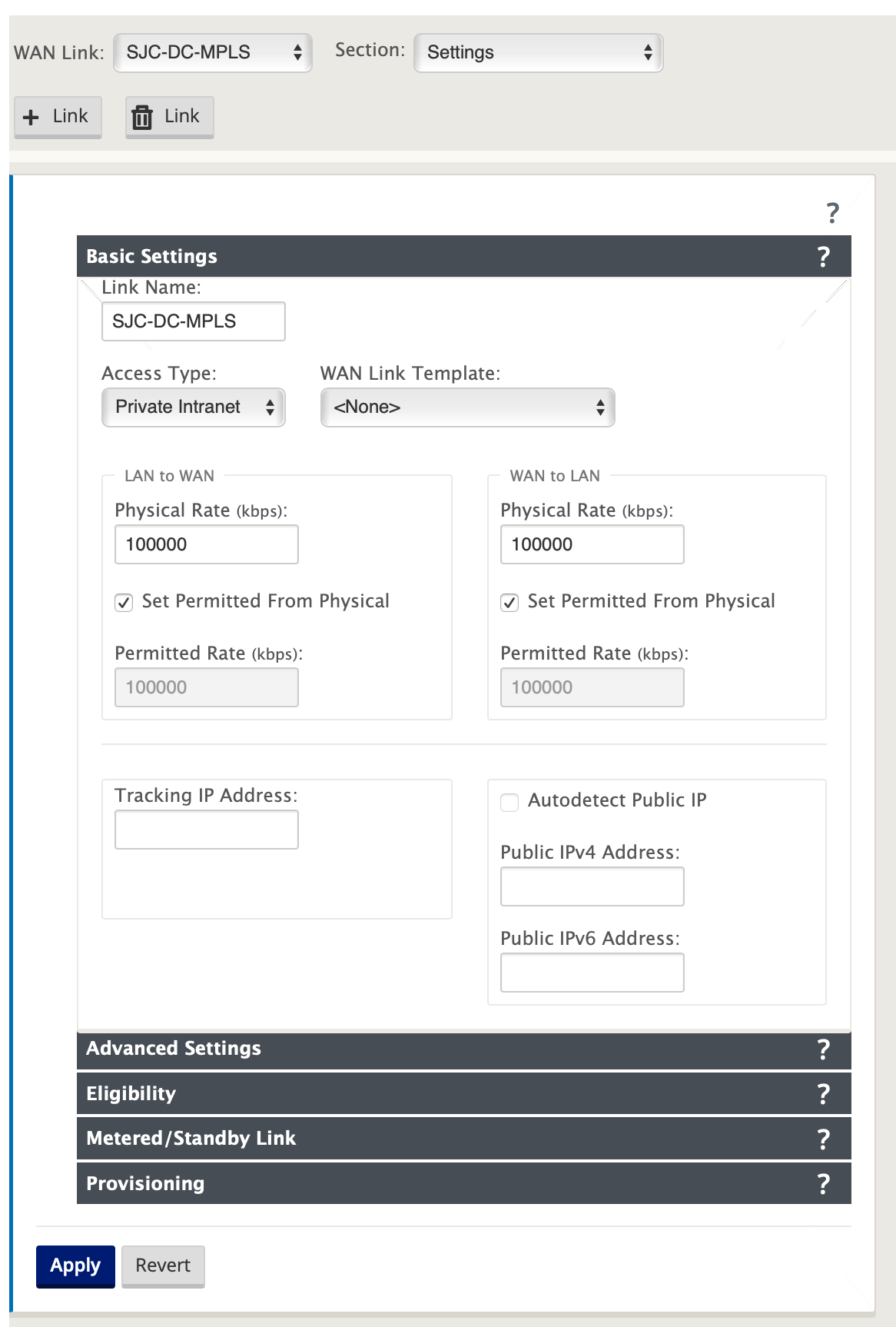 MPLS basic settings