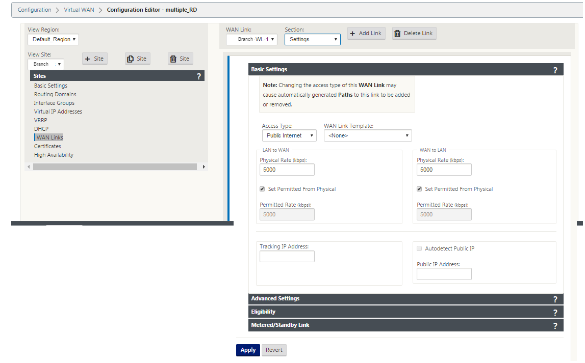 New configuration editor for WAN links