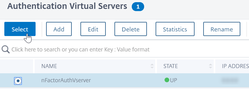 Select virtual server