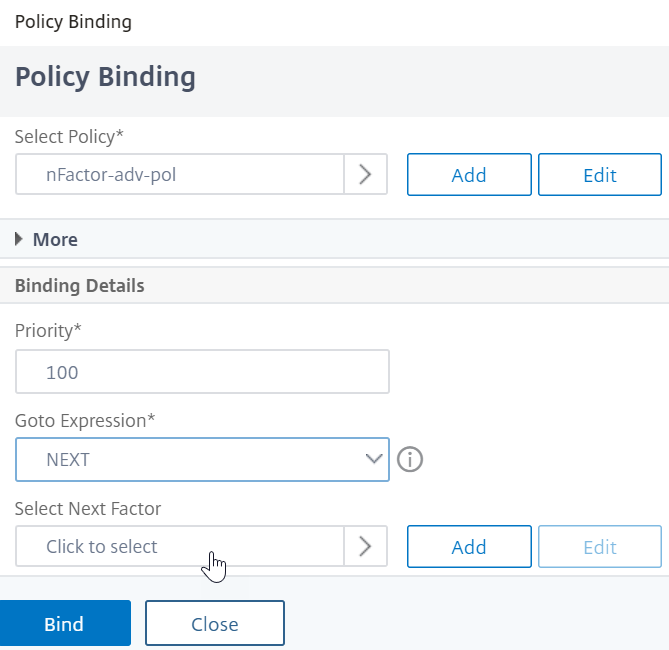 Bind policy 2