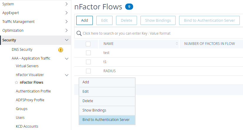 Binding to authentication server