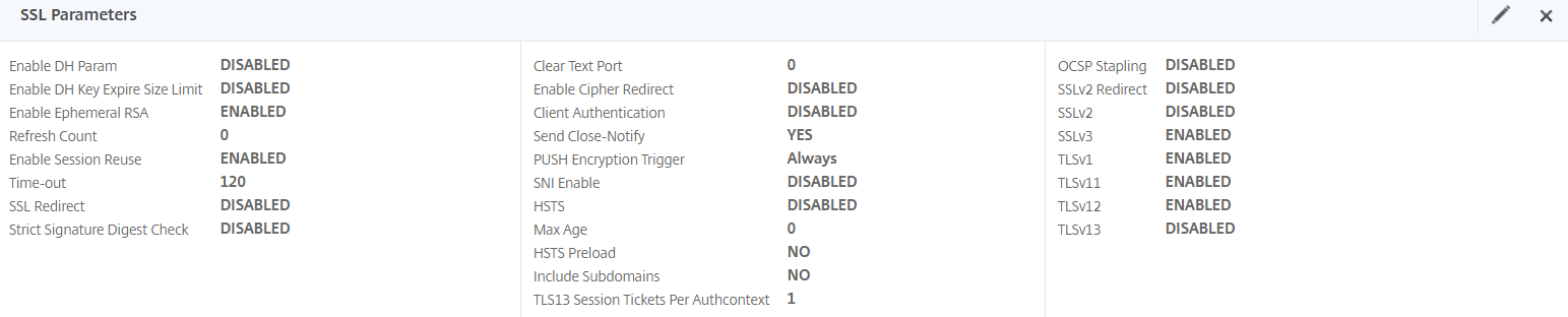 Edit SSL profile