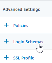 Login schema advanced settings