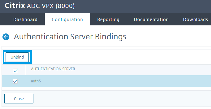 Unbinding from authentication server