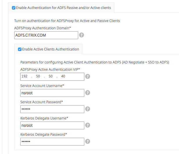 Specify ADFS authentication details