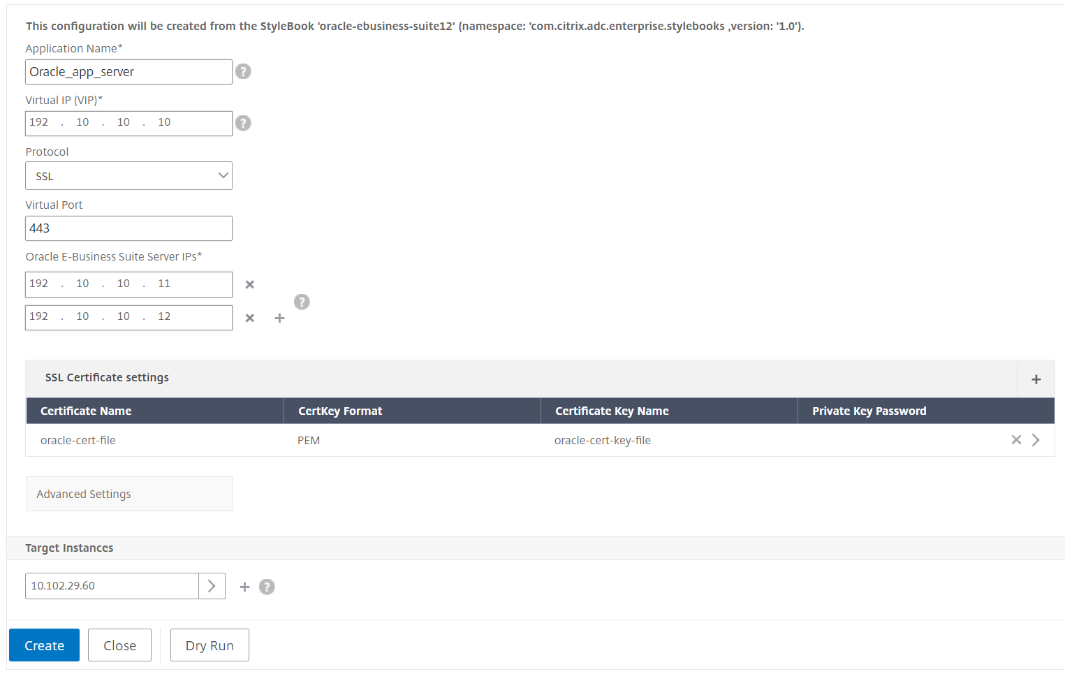 Oracle configuration pack