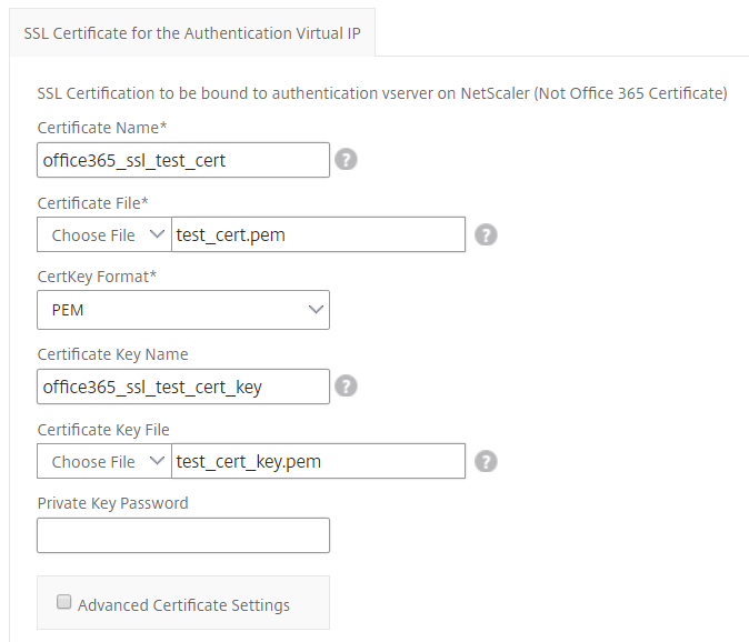 SSL Certificate for the Authentication Virtual IP