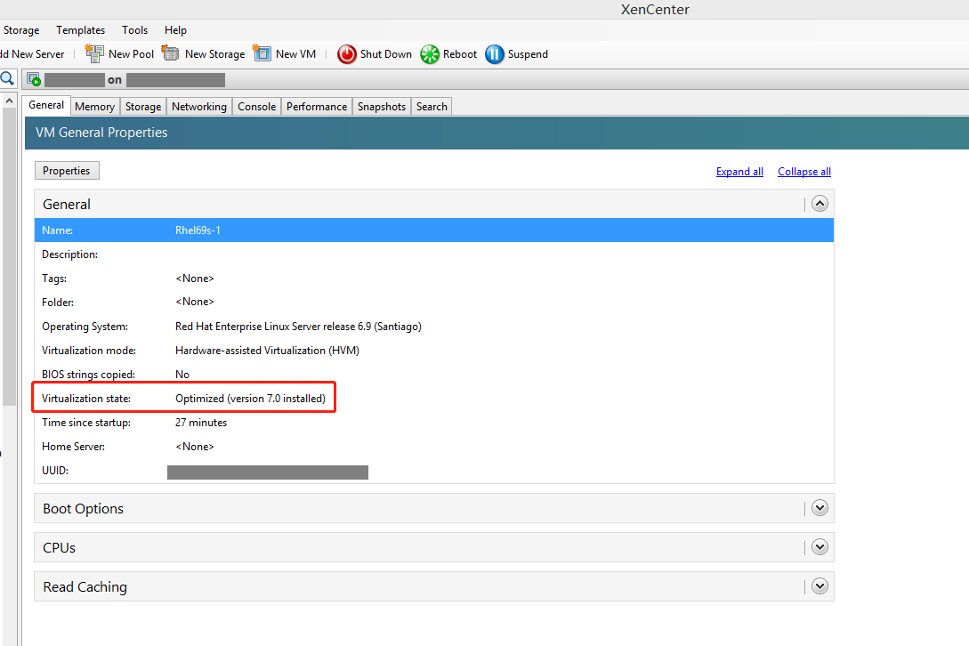 Virtualization state being optimized