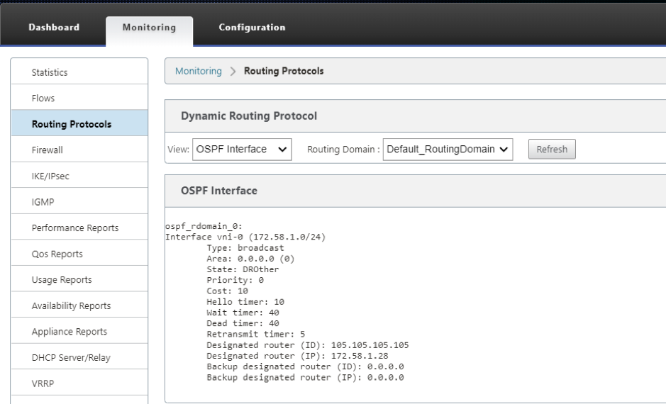 OSPF parameters