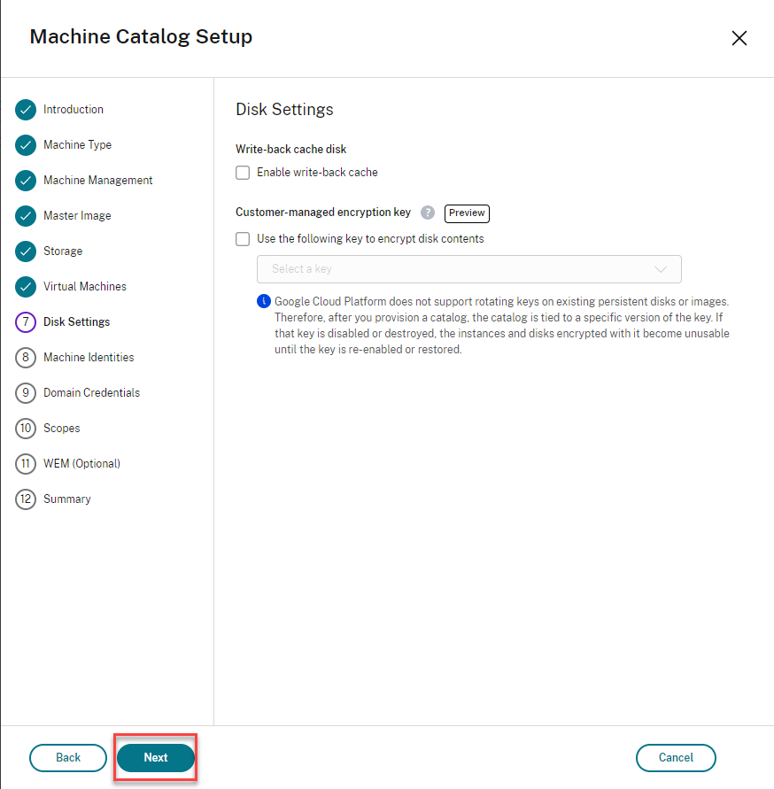 Select Disk Settings