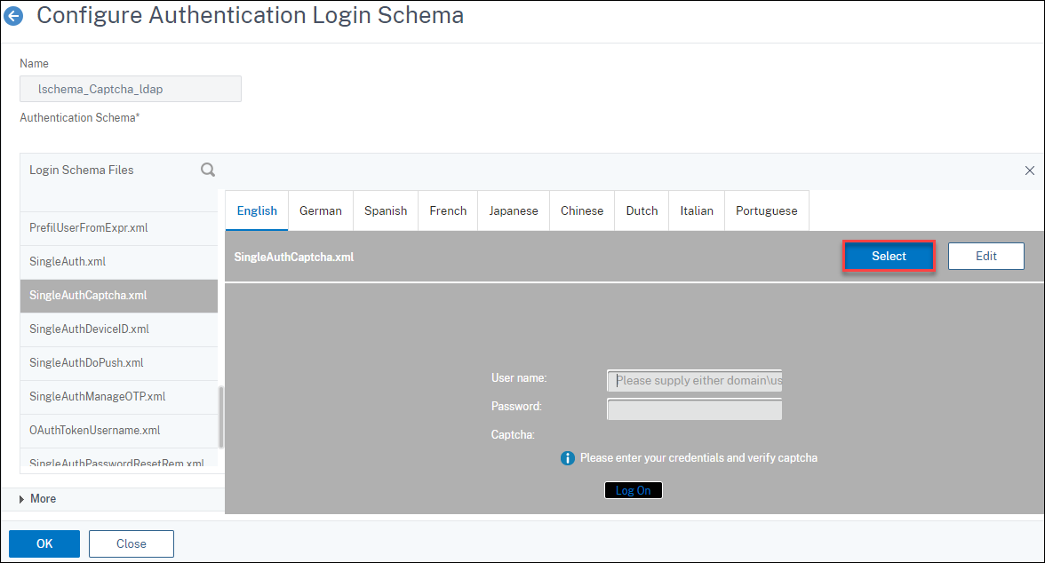 Captcha Login Schema