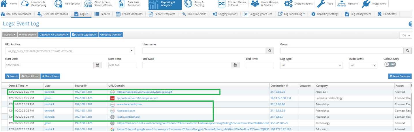 allow list Traffic Reporting Stats