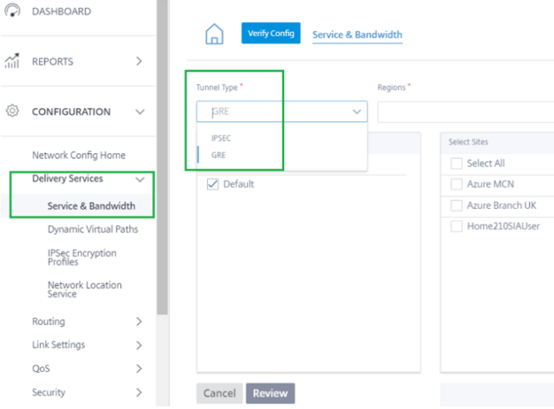 Citrix SIA Service Tunnel Type