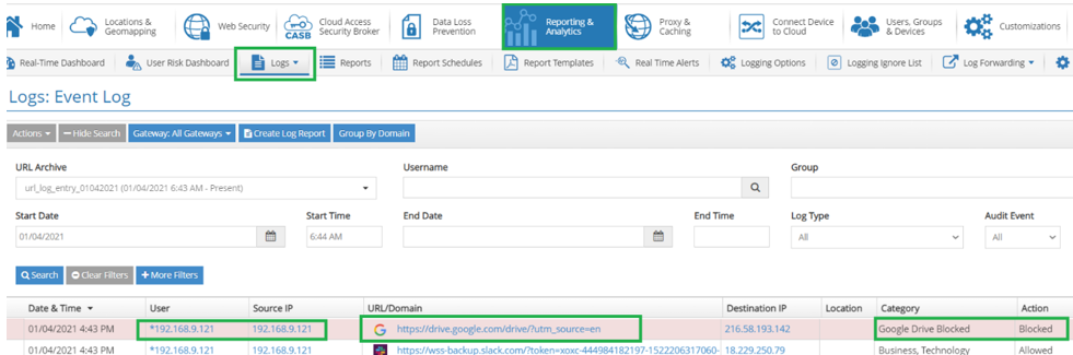 CASB Google Drive Blocked via SSL tunnel IPsec