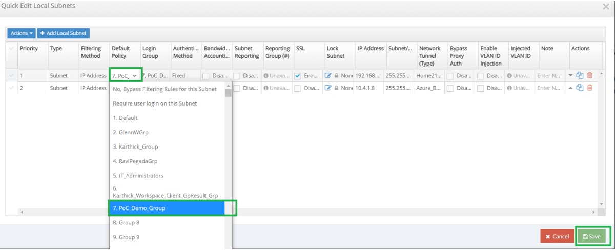 Select Non-Default Security Group for PoC