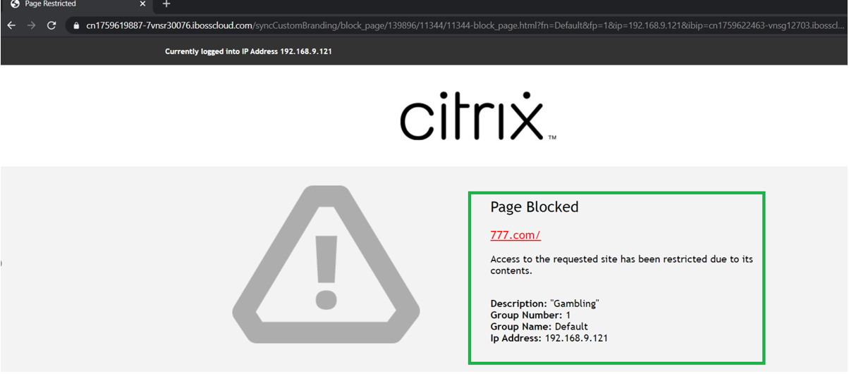 Web Category 777 blocked via IPsec Tunnel