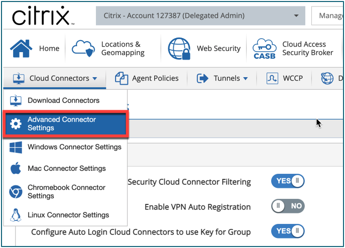 Citrix SIA AGENT ADV SETTINGS