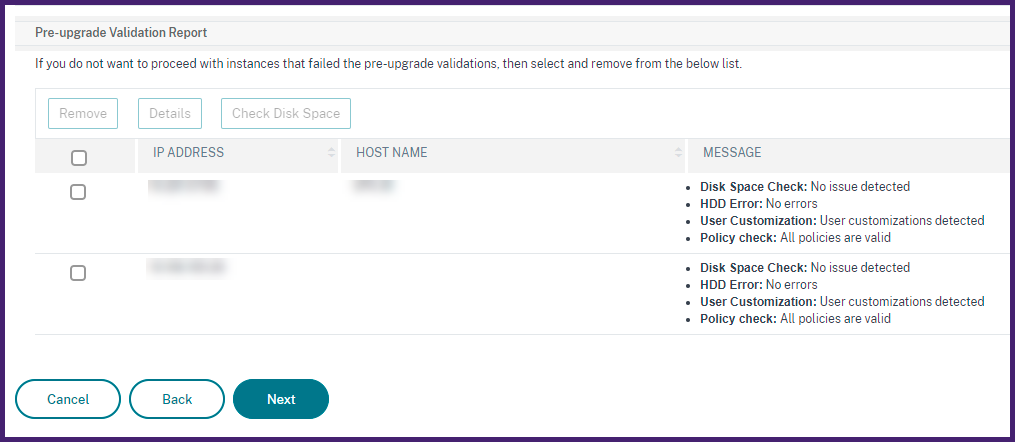 Pre-upgrade validation report