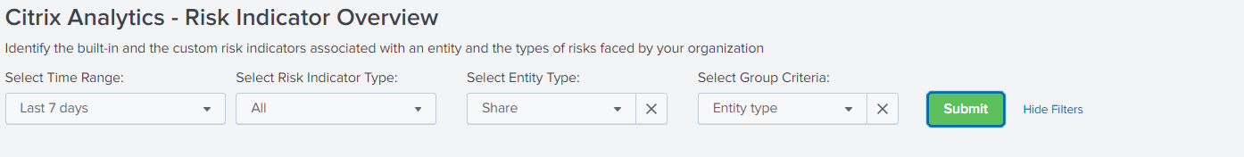 Risk indicator overview categories