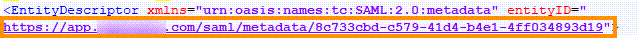 Entity ID from SAML metadata file