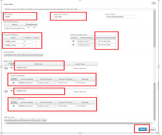 SD-WAN Center zero-touch deployment new site create