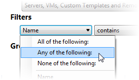 Selecting a multicategory filter from the list of filters that can be selected.