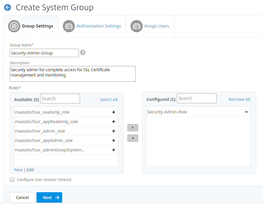 Configure group