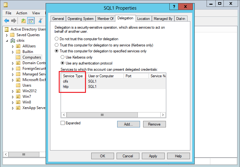 Delegation properties for NTLM