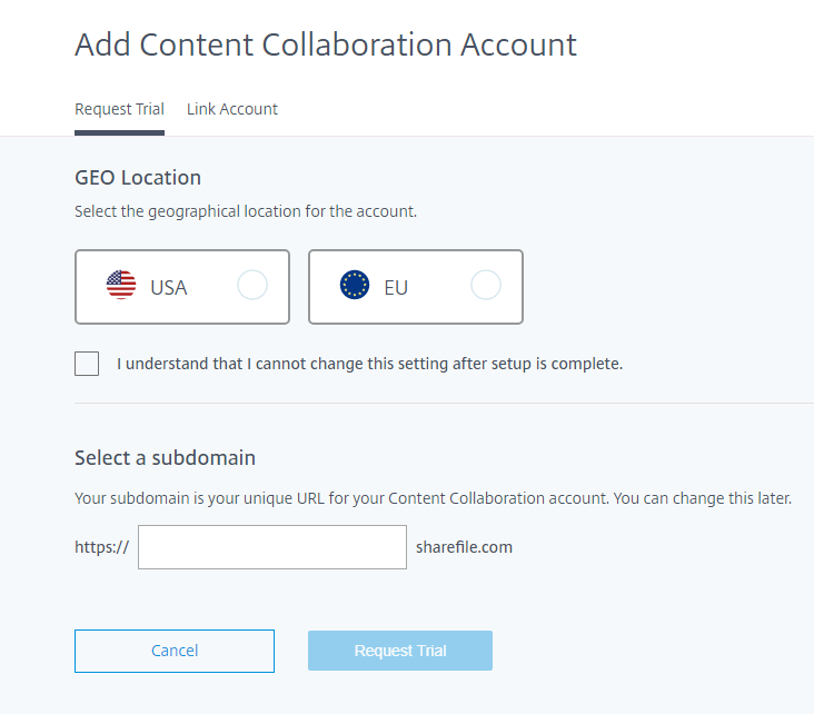 Add Content Collaboration Account screen