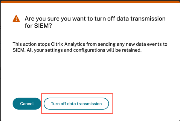 SIEM transmission turn off warning