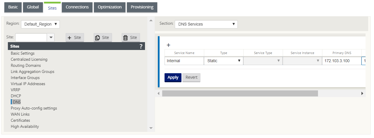 Site Static DNS