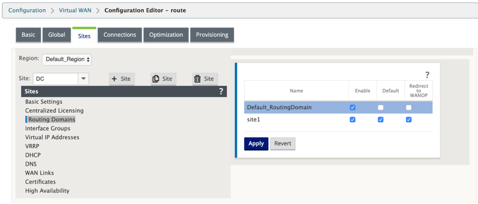 Site level routing domains