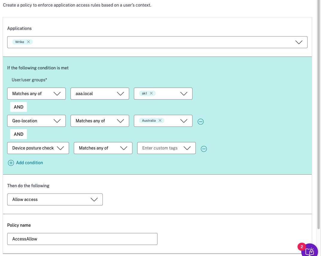 Configure policy