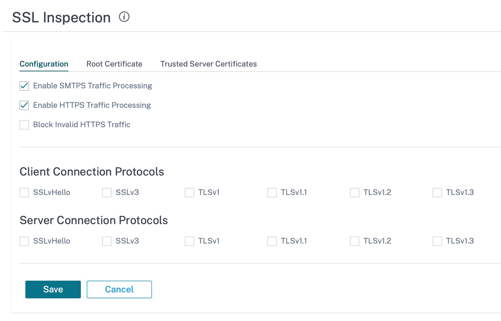 SSL inspection configuration