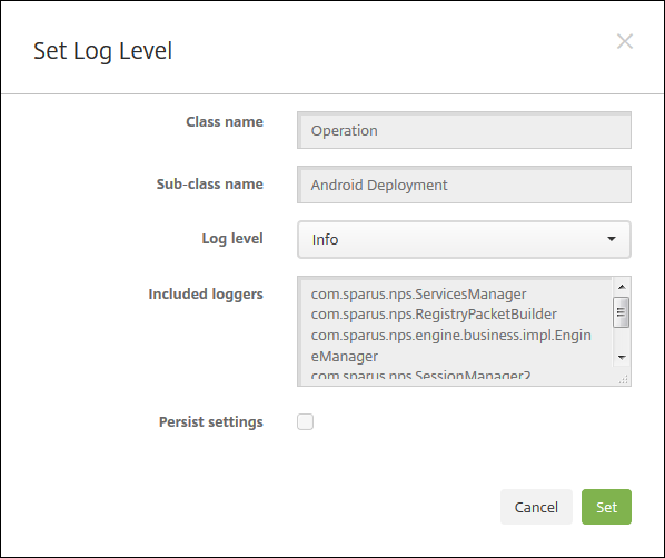 Image of logging configuration