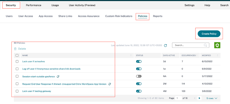 View policies