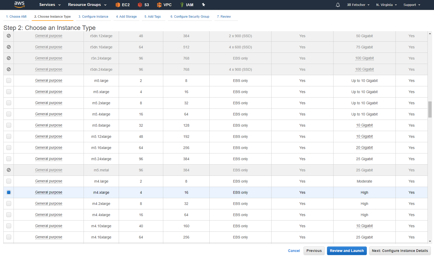 image of step 2, choose instance type