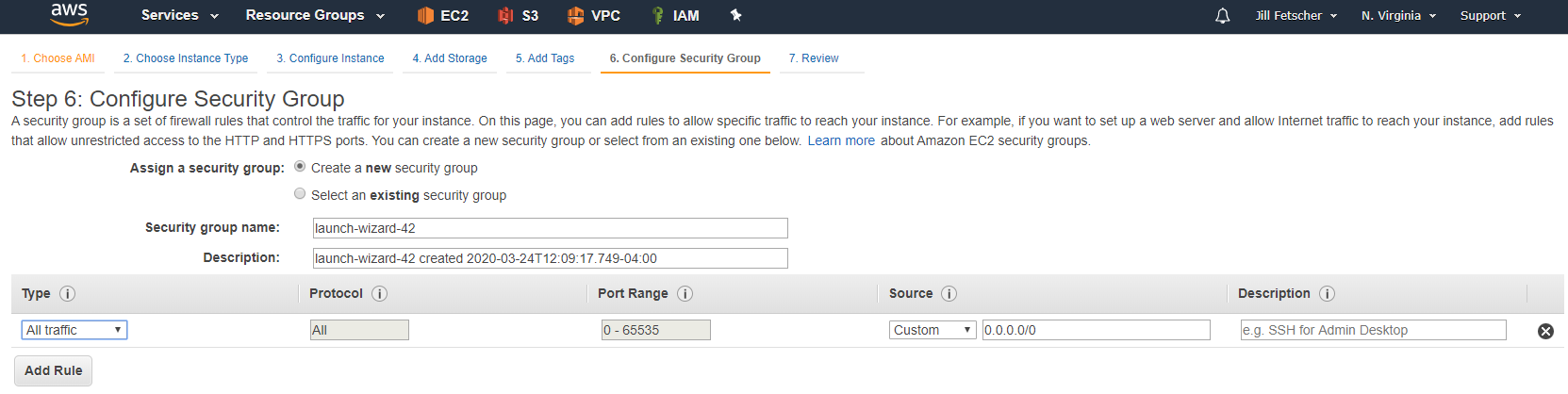 image of step 6, configure security group