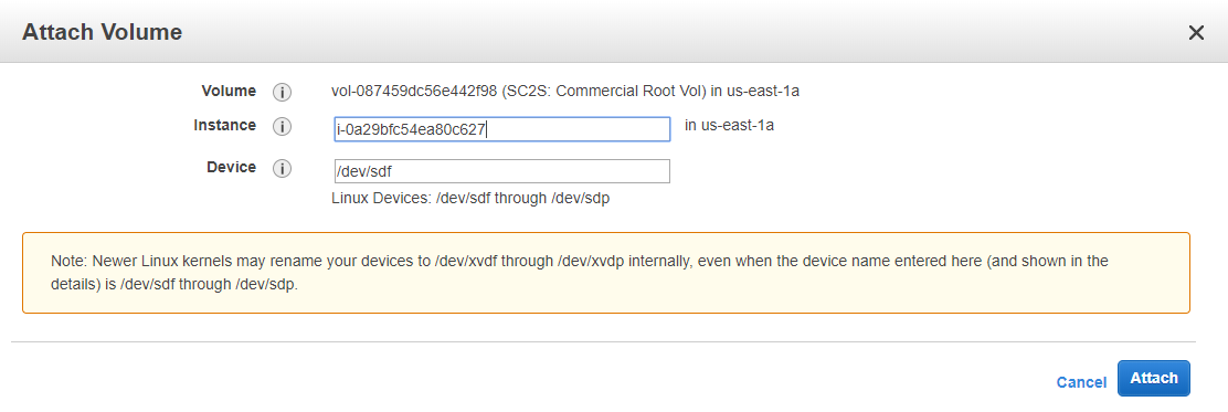 attach volume image