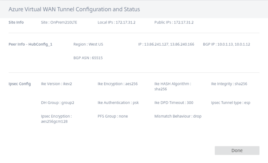 Azure virtual deployed site info detail