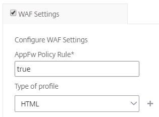 Enable WAF settings