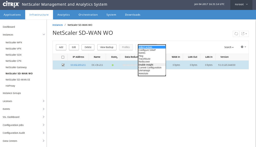 Select parameters