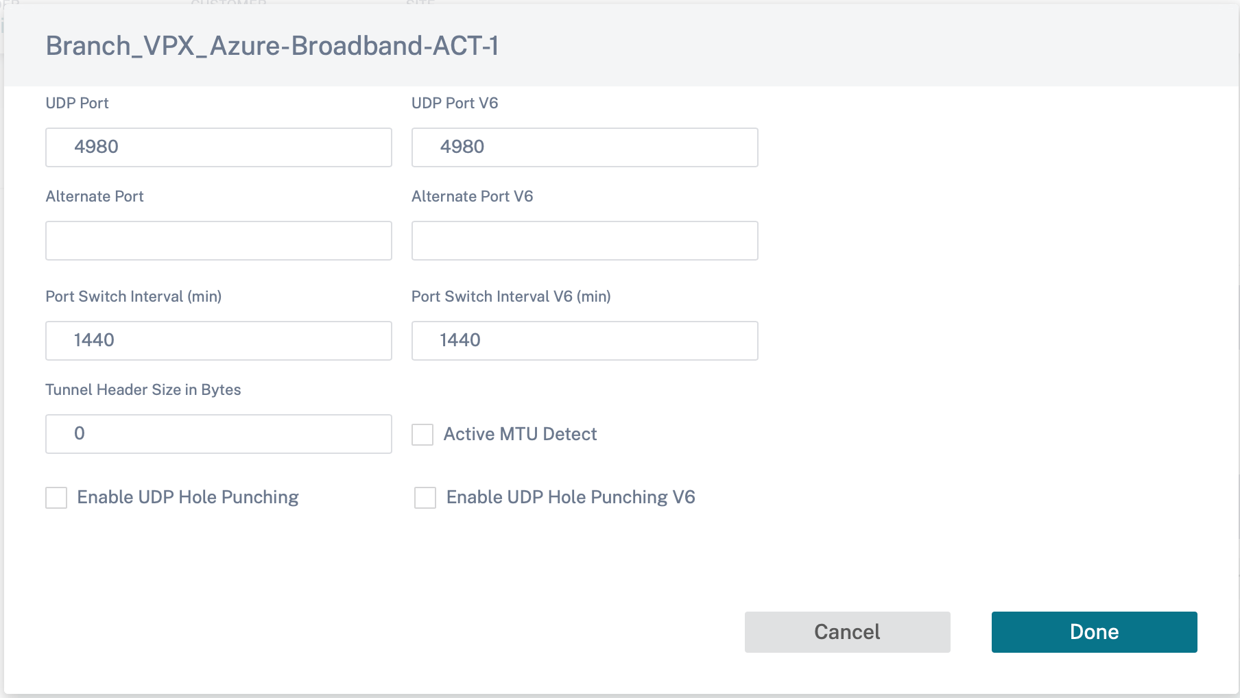 WAN link properties