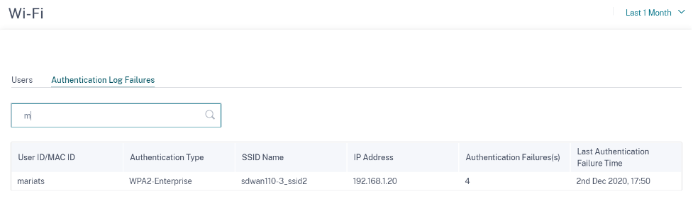 View all authentication failure logs