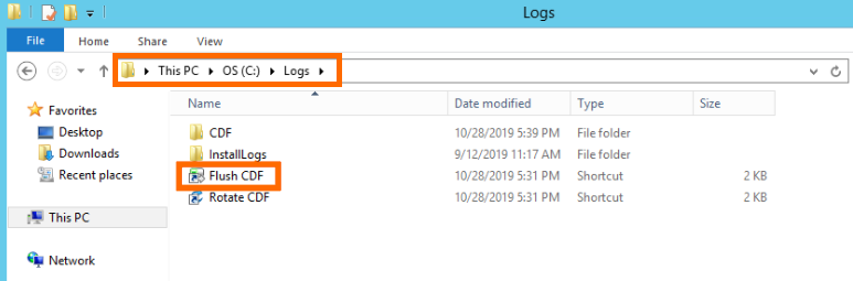 Windows Explorer with Flush CDF highlighted