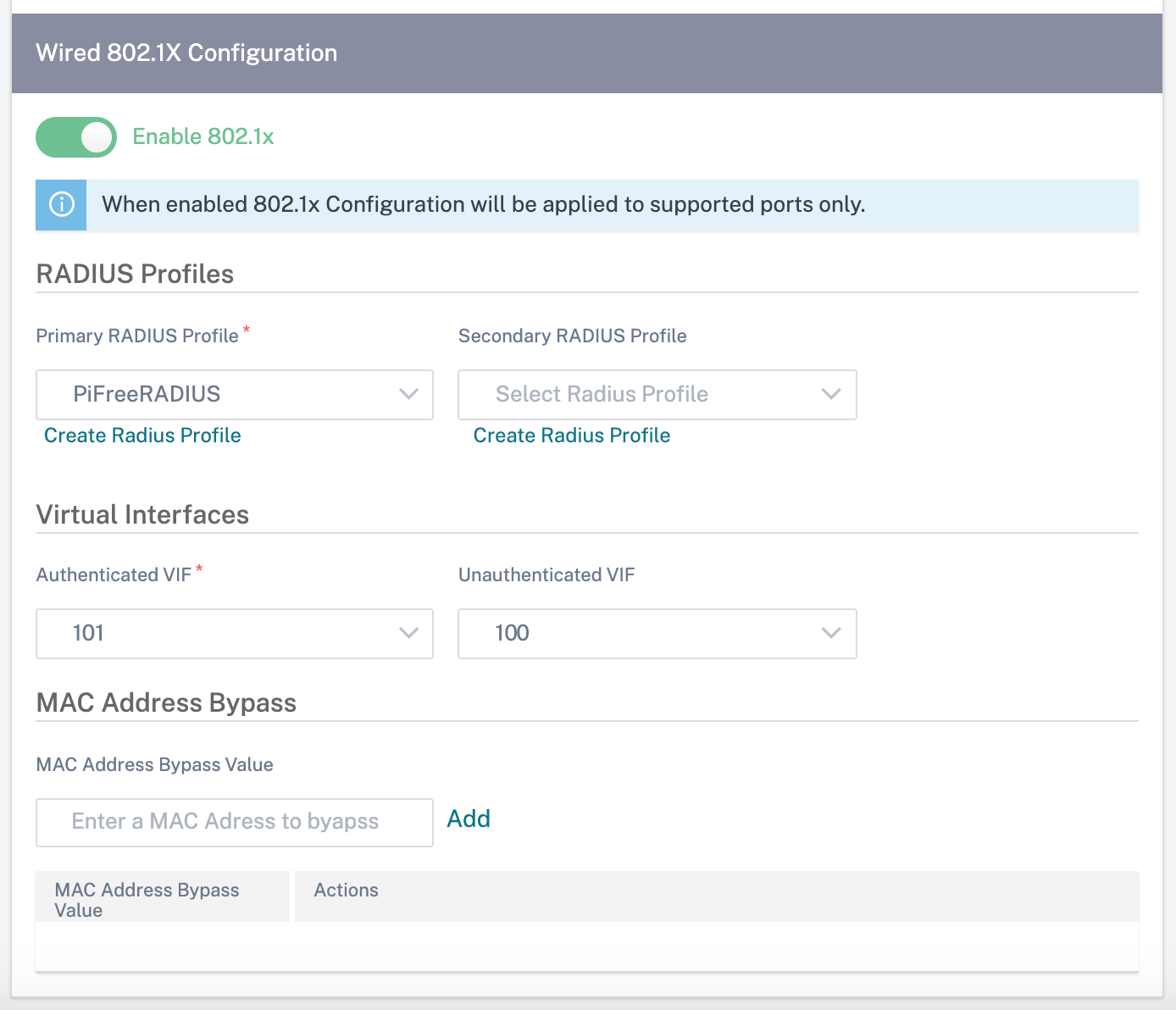 802.1x configuration