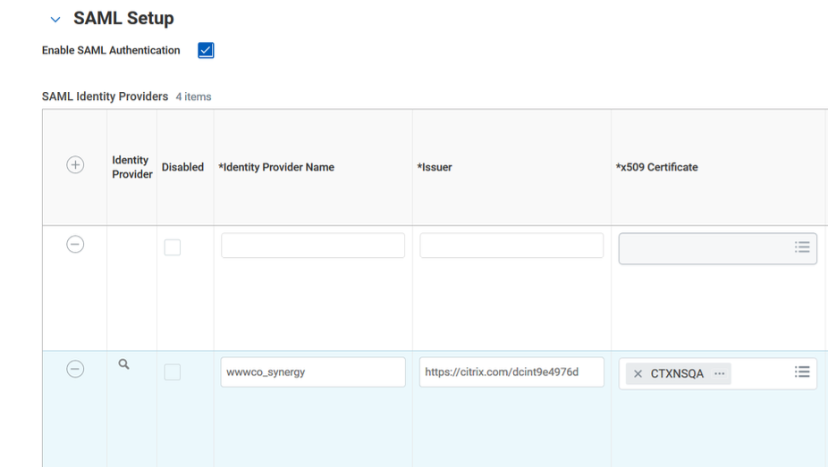 Enable SAML authentication