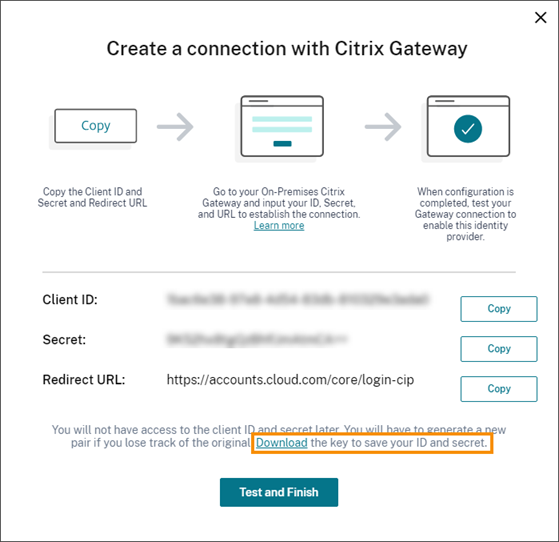 Connection dialog with generated information