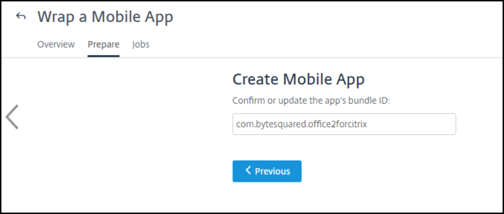 Create Mobile App page